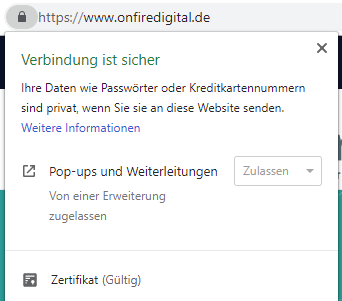 Browser Sicherheitsinformation bei SSL Webseiten SSL Sicherheitsinformation in Browser